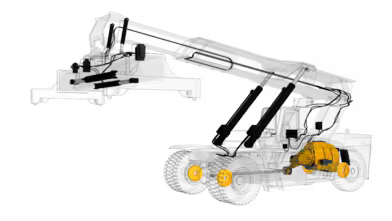 reachstacker with engine highlighted
