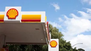 Retail station with blue sky